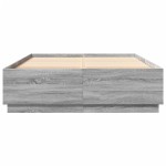 vidaXL Cadru de pat cu lumini LED gri sonoma 140x200 cm lemn prelucrat