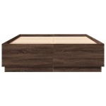 vidaXL Cadru de pat cu lumini LED stejar maro 140x200cm lemn prelucrat vidaXL Cadru de pat cu lumini LED stejar maro 140x200cm lemn prelucrat