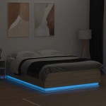 vidaXL Cadru de pat cu LED stejar sonoma 120x200 cm lemn prelucrat