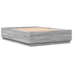 vidaXL Cadru de pat cu lumini LED gri sonoma 120x200 cm lemn prelucrat vidaXL Cadru de pat cu lumini LED gri sonoma 120x200 cm lemn prelucrat