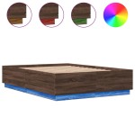 vidaXL Cadru de pat cu lumini LED stejar maro 120x200cm lemn prelucrat vidaXL Cadru de pat cu lumini LED stejar maro 120x200cm lemn prelucrat