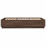 vidaXL Cadru de pat cu lumini LED stejar maro 120x200cm lemn prelucrat vidaXL Cadru de pat cu lumini LED stejar maro 120x200cm lemn prelucrat