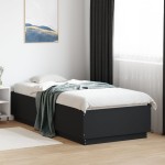 vidaXL Cadru de pat cu lumini LED, negru, 100x200 cm, lemn prelucrat vidaXL Cadru de pat cu lumini LED, negru, 100x200 cm, lemn prelucrat