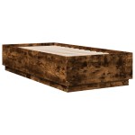 vidaXL Cadru de pat cu LED, stejar fumuriu, 100x200 cm, lemn prelucrat