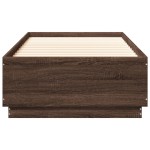 vidaXL Cadru de pat cu lumini LED stejar maro 100x200cm lemn prelucrat vidaXL Cadru de pat cu lumini LED stejar maro 100x200cm lemn prelucrat