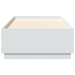 vidaXL Cadru de pat cu lumini LED, alb, 90x200 cm, lemn prelucrat vidaXL Cadru de pat cu lumini LED, alb, 90x200 cm, lemn prelucrat