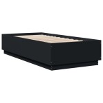 vidaXL Cadru de pat cu lumini LED, negru, 90x200 cm, lemn prelucrat