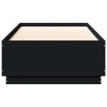 vidaXL Cadru de pat cu lumini LED, negru, 90x200 cm, lemn prelucrat