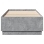 vidaXL Cadru de pat cu lumini LED, gri beton, 90x200 cm lemn prelucrat
