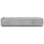 vidaXL Cadru de pat cu lumini LED, gri beton, 90x200 cm lemn prelucrat