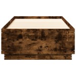 vidaXL Cadru de pat cu LED, stejar fumuriu, 90x200 cm, lemn prelucrat vidaXL Cadru de pat cu LED, stejar fumuriu, 90x200 cm, lemn prelucrat
