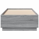 vidaXL Cadru de pat cu lumini LED gri sonoma 90x200 cm, lemn prelucrat vidaXL Cadru de pat cu lumini LED gri sonoma 90x200 cm, lemn prelucrat
