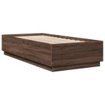 vidaXL Cadru de pat cu lumini LED stejar maro 90x200 cm lemn prelucrat vidaXL Cadru de pat cu lumini LED stejar maro 90x200 cm lemn prelucrat