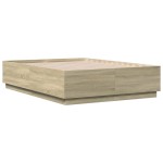 vidaXL Cadru de pat cu LED stejar sonoma 140x190 cm lemn prelucrat