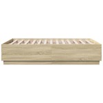 vidaXL Cadru de pat cu LED stejar sonoma 140x190 cm lemn prelucrat
