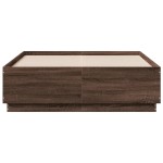 vidaXL Cadru de pat cu lumini LED stejar maro 140x190cm lemn prelucrat