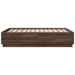 vidaXL Cadru de pat cu lumini LED stejar maro 140x190cm lemn prelucrat