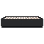 vidaXL Cadru de pat cu lumini LED, negru, 135x190 cm, lemn prelucrat vidaXL Cadru de pat cu lumini LED, negru, 135x190 cm, lemn prelucrat