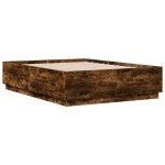 vidaXL Cadru de pat cu LED stejar fumuriu 135x190 cm lemn prelucrat