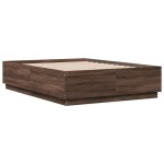 vidaXL Cadru de pat cu LED, stejar maro, 135x190 cm, lemn prelucrat vidaXL Cadru de pat cu LED, stejar maro, 135x190 cm, lemn prelucrat