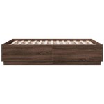 vidaXL Cadru de pat cu LED, stejar maro, 135x190 cm, lemn prelucrat vidaXL Cadru de pat cu LED, stejar maro, 135x190 cm, lemn prelucrat