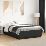 vidaXL Cadru de pat cu lumini LED, negru, 120x190 cm, lemn prelucrat vidaXL Cadru de pat cu lumini LED, negru, 120x190 cm, lemn prelucrat