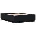vidaXL Cadru de pat cu lumini LED, negru, 120x190 cm, lemn prelucrat vidaXL Cadru de pat cu lumini LED, negru, 120x190 cm, lemn prelucrat