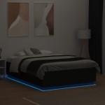 vidaXL Cadru de pat cu lumini LED, negru, 120x190 cm, lemn prelucrat vidaXL Cadru de pat cu lumini LED, negru, 120x190 cm, lemn prelucrat
