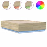 vidaXL Cadru de pat cu LED stejar sonoma 120x190 cm lemn prelucrat