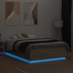 vidaXL Cadru de pat cu LED stejar sonoma 120x190 cm lemn prelucrat