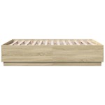 vidaXL Cadru de pat cu LED stejar sonoma 120x190 cm lemn prelucrat