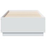 vidaXL Cadru de pat cu lumini LED, alb, 90x190 cm, lemn prelucrat