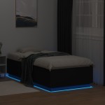 vidaXL Cadru de pat cu lumini LED, negru, 90x190 cm, lemn prelucrat