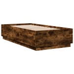 vidaXL Cadru de pat cu LED, stejar fumuriu, 90x190 cm, lemn prelucrat