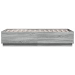 vidaXL Cadru de pat cu LED, gri sonoma, 90x190 cm, lemn prelucrat
