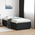 vidaXL Cadru de pat cu LED, negru, 75x190 cm, lemn prelucrat vidaXL Cadru de pat cu LED, negru, 75x190 cm, lemn prelucrat