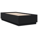 vidaXL Cadru de pat cu LED, negru, 75x190 cm, lemn prelucrat vidaXL Cadru de pat cu LED, negru, 75x190 cm, lemn prelucrat