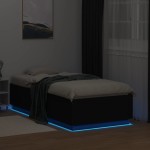 vidaXL Cadru de pat cu LED, negru, 75x190 cm, lemn prelucrat vidaXL Cadru de pat cu LED, negru, 75x190 cm, lemn prelucrat