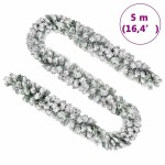 vidaXL Ghirlandă de Crăciun cu zăpadă, verde, 5 m, PVC