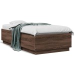 vidaXL Cadru de pat cu LED stejar maro 75x190 cm lemn prelucrat