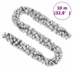 vidaXL Ghirlandă de Crăciun cu zăpadă, verde, 10 m, PVC
