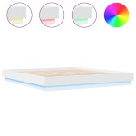 vidaXL Cadru de pat cu lumini LED, alb, 200x200 cm vidaXL Cadru de pat cu lumini LED, alb, 200x200 cm