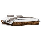 vidaXL Cadru de pat cu lumini LED, stejar fumuriu, 200x200 cm vidaXL Cadru de pat cu lumini LED, stejar fumuriu, 200x200 cm