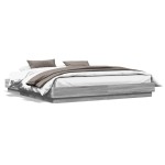 vidaXL Cadru de pat cu lumini LED, gri sonoma, 200x200 cm