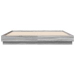 vidaXL Cadru de pat cu lumini LED, gri sonoma, 200x200 cm