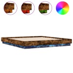 vidaXL Cadru de pat cu lumini LED, stejar fumuriu, 180x200 cm