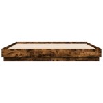 vidaXL Cadru de pat cu lumini LED, stejar fumuriu, 180x200 cm
