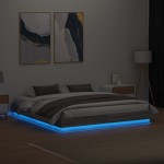 vidaXL Cadru de pat cu lumini LED, gri sonoma, 180x200 cm