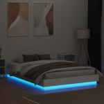 vidaXL Cadru de pat cu lumini LED, alb, 160x200 cm vidaXL Cadru de pat cu lumini LED, alb, 160x200 cm