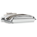 vidaXL Cadru de pat cu lumini LED, alb, 160x200 cm vidaXL Cadru de pat cu lumini LED, alb, 160x200 cm